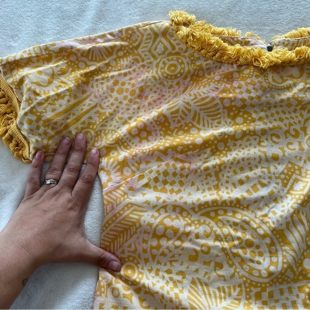 Vintage Patty Woodard California Yellow Tassel Abstract Mini Dress - Picture 5 of 6